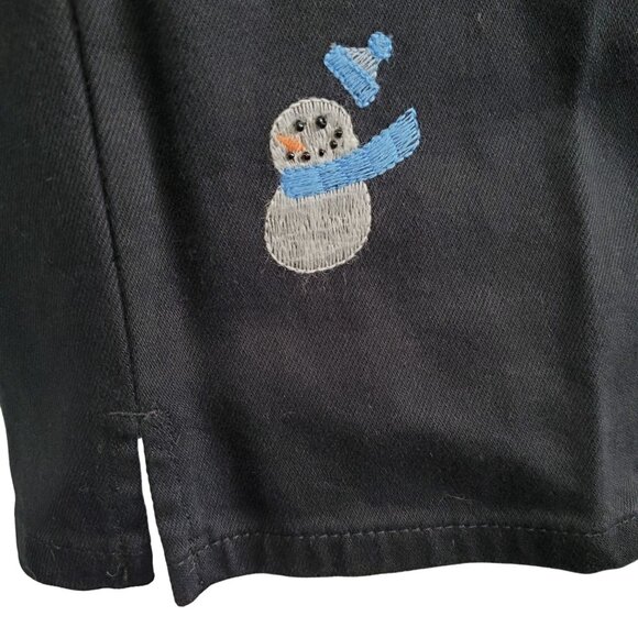 Quacker Factory 2X Jeans Black Denim Pants Holiday Snowman Embroidery Festive - Picture 8 of 12